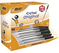 BIC Stylos Cristal Noir – Lot de 100 (dont 10 gratuits)