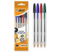 BIC Stylo à bille Noir, Bleu, Vert, Rouge 5pièce(s) - Stylos à bille (Noir, Bleu, Vert, Rouge, Transparent, 1 mm, 0,4 mm, Moyen)