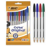 BIC Stylo bille Cristal - écriture fine - Pochette 10 couleurs classiques