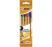 BIC® - Lot de 4 Stylos à bille Cristal® Fine Original - Noir, bleu, rouge et vert