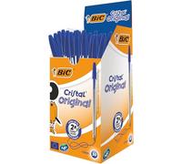 BIC Cristal Original Stylos-Bille Pointe Moyenne (1,0 mm)- Parfait pour l'Ecole et au Bureau) - Bleu, Boîte de 50