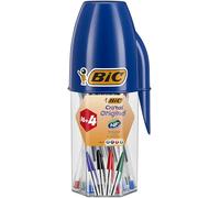 BIC Cristal Original Stylos-Bille Pointe Moyenne (1,0 mm) - Parfait pour l'Ecole et au Bureau - Couleurs Assorties, Pot de 20 stylos