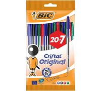 BIC Cristal Original Stylos-Bille (Pointe Moyenne (1 mm) / Parfait pour l'Ecole et au Bureau) - Couleurs Assorties, Pochette Format Spécial de 27 Pack