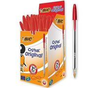BIC Cristal Original Stylos-Bille Pointe Moyenne (10 mm) - Rouge Boîte de 50