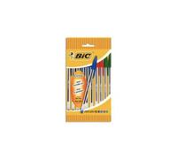 Bic Cristal - Pochette De 10 Stylos À Bille - Pointe Moyenne - Corps Plastique Transparent - 4 Couleurs D'encre