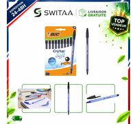 BIC Cristal Soft 10 Stylos-Bille Noirs Pointe Moyenne 1,2 mm