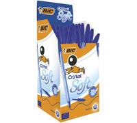 BIC Cristal Soft - Stylos-Bille Pointe Moyenne (1,2 mm) pour une Ecriture Ultra-Douce - Bleu, Boîte de 50