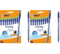BIC Cristal Soft Stylos-Bille Pointe Moyenne (1,2 mm) - Écriture Douce et Fluide - Bleu, Boîte carton de 10 (Lot de 2)