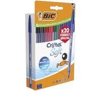 BIC Cristal Soft Stylos-bille Pointe Moyenne (1,2 mm) Édition Spéciale - Couleurs d’encre assorties, pack de 20