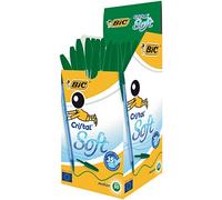 BIC Cristal Soft Stylos-Bille Pointe Moyenne (1,2 mm) - Vert, Boîte de 50
