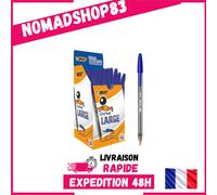 BIC Cristal Stylo à bille pointe large 1,6 mm encre bleue lot de 50