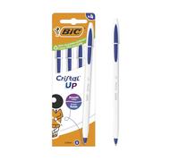 BIC Cristal Up Stylos-bille Pointe Large (1,2 mm) avec corps bicolore - Encre bleue, pack de 4