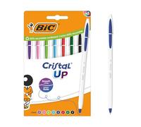 BIC Cristal Up Stylos-bille Pointe Large (1,2 mm) avec corps bicolore - Encres classiques et fantaisie de couleurs assorties, pack de 8