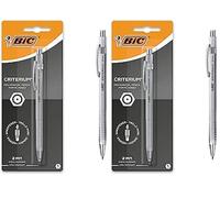 BIC Criterium Luxe - Porte-Mines avec Mine Graphite HB Très Robuste (2 mm) - Corps Chromé, Blister de 1 (Lot de 2)