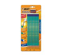 BIC Ecriture Evolution Original Crayons à Papier avec Gomme Intégrée - Mine Graphite - HB, Blister de 8