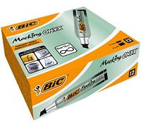 BIC Ecriture Marking Onyx 1481 Marqueurs Permanents à Pointe Moyenne Biseautée - Couleur Noire , Boîte de 12
