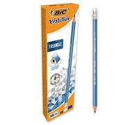 BIC Evolution Triangle - Crayons à Papier Triangulaires Résistants avec Gomme Intégrée - HB, Boîte de 12