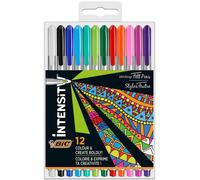 Bic - Fineliner Intensity, pointe moyenne, lot assorti de 12 pièces