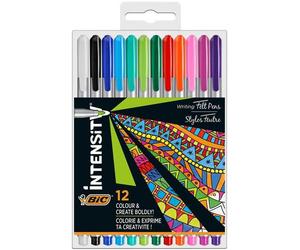 Bic - Fineliner Intensity, pointe moyenne, lot assorti de 12 pièces
