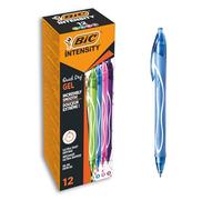 BIC Gel-ocity Quick Dry - Stylos-Gel Rétractables Séchage Ultra-Rapide - Pointe Moyenne (0,7 mm) - Couleurs Assorties, Boîte de 12