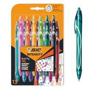 BIC Gel-ocity Quick Dry - Stylos-Gel Rétractables Séchage Ultra-Rapide - Pointe Moyenne (0,7 mm) - Couleurs Assorties, Blister de 13