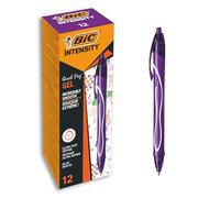 BIC Stylos gel Gel-ocity Quick Dry — Rétractables, séchage ultra-rapide, pointe 0,7 mm violet x12