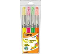 BIC Highlighter Flex Surligneurs à Pointe Souple et Flexible - Couleurs Fluo Assorties, Blister de 4