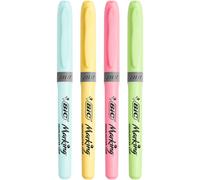 BIC Highlighter Grip Surligneur pointe biseautée - Étui carton de 12 couleurs pastel assorties