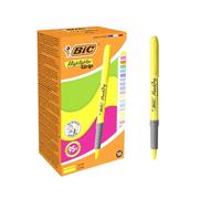 BIC Highlighter Grip Surligneurs Fluo et Pastel Pointe Biseautée - Couleurs Assorties, Boîte de 18