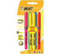 BIC Highlighter Grip Surligneurs Pointe Biseautée - Couleurs Fluo Assorties, Blister Offre Spéciale de 6