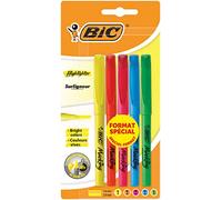 Bic Highlighter Surligneurs Pointe Biseautée, 5 unités