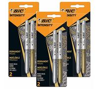 Bic Inc Lot de 6 marqueurs permanents à pointe fine métallisée avec pointe ogive pour papier couché, photos, verre, métal, plastique, CD et plus encore [encre dorée et argentée]