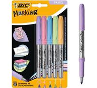 BIC Intensité Permanent Marqueurs Pastel Couleurs 5 Paquet Fin Point Doux &