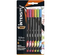 BIC Intensity Stylos Feutres Pointe Fine (0,8 mm) - Couleurs Assorties Rainbow, Blister de 6