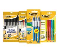 Bic Kit Les Essentiels , 3 Stylos 4 Couleurs, 5 Highlighter Surligneurs, 14 Cristal Original Stylos-Bille, Lot De 22 Produits