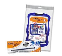 BIC Kit Velleda Rentrée des Classes : Ardoise Double Face Effaçable à Sec avec 8 Feutres Effaçables à Sec et Effacette Velleda Marqueur 1721 Feutres pour Tableau Blanc Boîte de 24