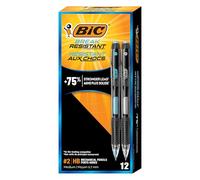 BIC Lot de 12 crayons à papier résistants à la casse avec gommes, n°2 pointe moyenne (0,7 mm), fournitures scolaires ou de bureau