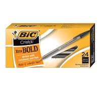 Bic Lot De 24 Stylos À Bille Cristal Large 1,6 Mm Noir