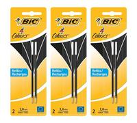 Bic Lot De 3 Packs 2 Recharges Pour Stylo Bille 4 Couleurs Pointe Moyenne 1 Mm Noir