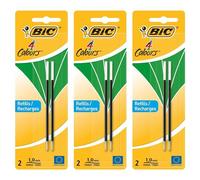 Bic Lot De 3 Packs 2 Recharges Pour Stylo Bille 4 Couleurs Pointe Moyenne 1 Mm Verte