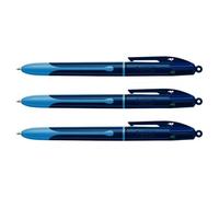 Bic Lot De 3 Stylo-Billes Rétractable 4 Colours Smooth Drop S Bleu Foncé