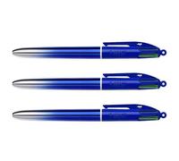 Bic Lot De 3 Stylo-Billes Rétractable 4 Colours Smooth Gradient S Bleu Foncé