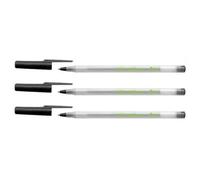 Bic Lot De 3 Stylos À Bille Ecolutions Round Stic Corps Transparent Glacé Noir