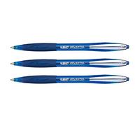 BIC Lot de 3 Stylos bille ATLANTIS SOFT Pointe Moyenne 1 mm Bleu