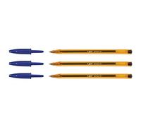 Stylo bille Bic Cristal Original Fine à capuchon pointe 0,8 mm - écriture fine - bleu