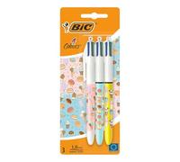 Bic 5037711 Stylo à bille à pression BIC 4 couleurs Kawaii, blister de 3