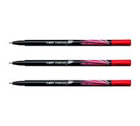 Stylo feutre bic intensity pointe fine corps noir verni couleurs rouge lot 12 unites