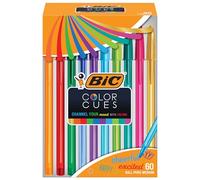 Bic Lot de 60 stylos Color Cues (WMSUA60-AST), couleurs assorties, stylos de couleur amusants pour fournitures scolaires, comprend des stylos à bille Cristal Xtra Smooth