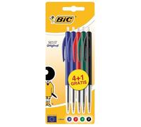 BIC M10 Clic - Stylos à bille (Noir, Bleu, Vert, Rouge, Noir, Bleu, Vert, Rouge, Transparent, Clip-on retractable ballpoint pen, Moyen, Rond, Métal)