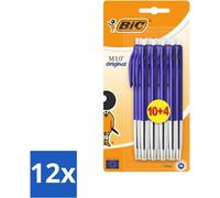 BIC - M10 Original - Stylo à bille avec mécanisme à clic - Bleu - Pointe 1 mm - 14 stylos - Pack économique - 12 pièces